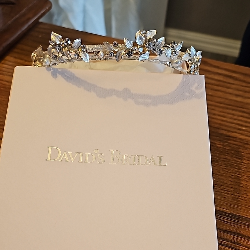 David's Bridal Silver Floral Headband